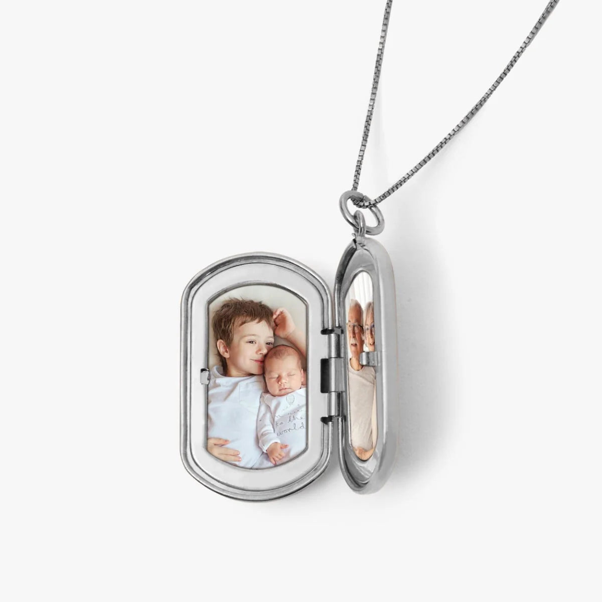 Silver Old English Initial Dog Tag Photo Locket