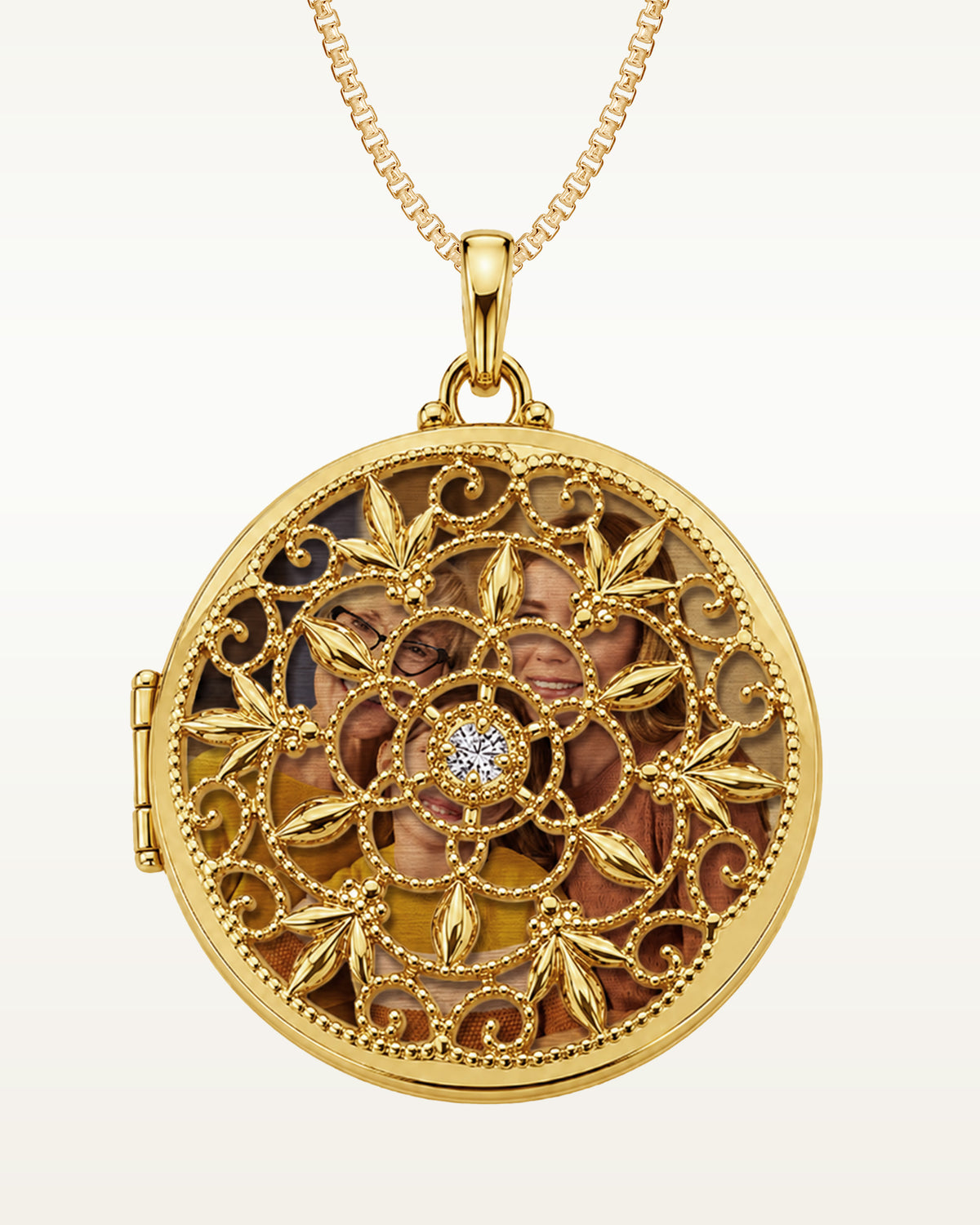 Yellow Gold Swivel Round Photo Locket