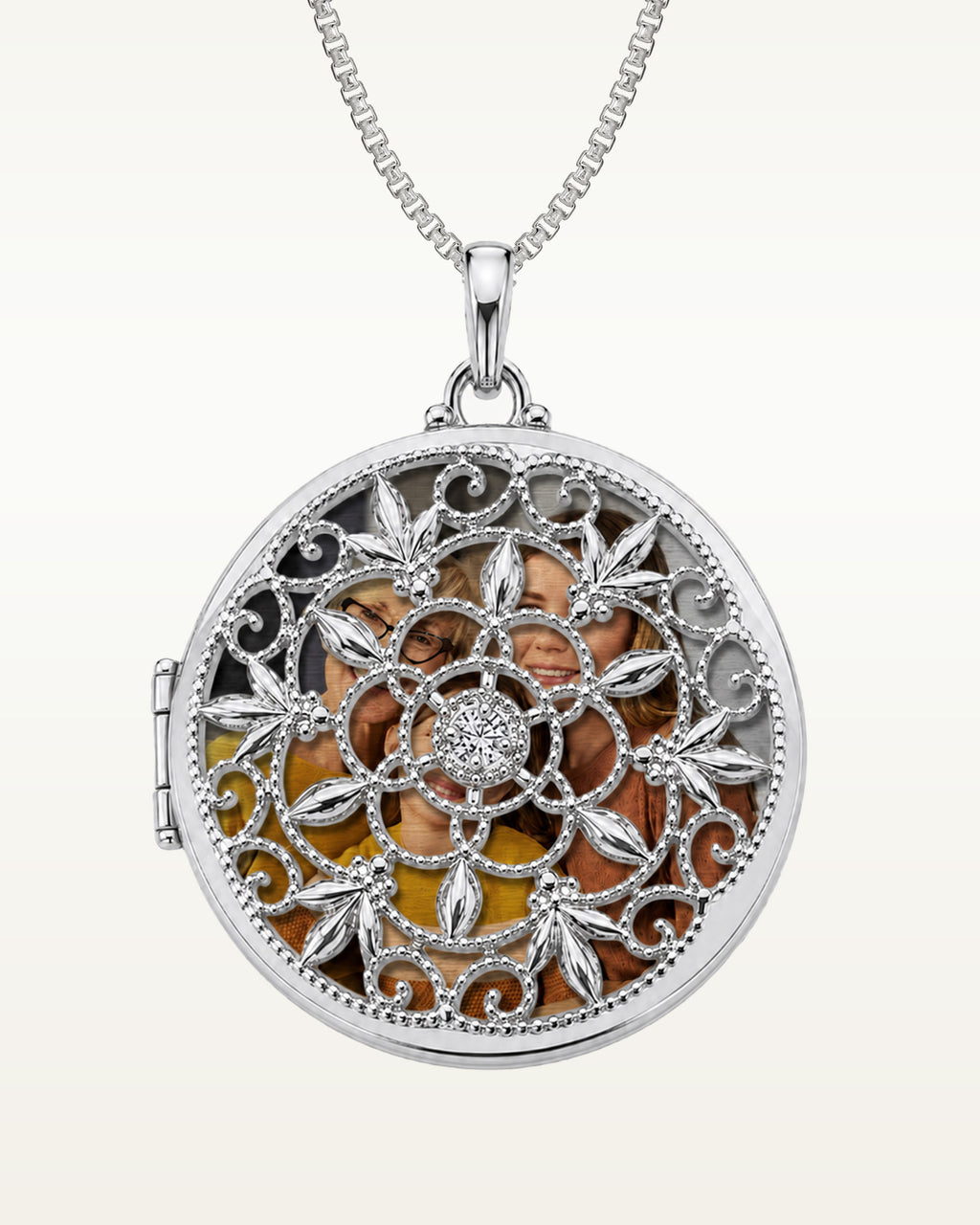 Photo Engraved Ornate Round Swivel Locket
