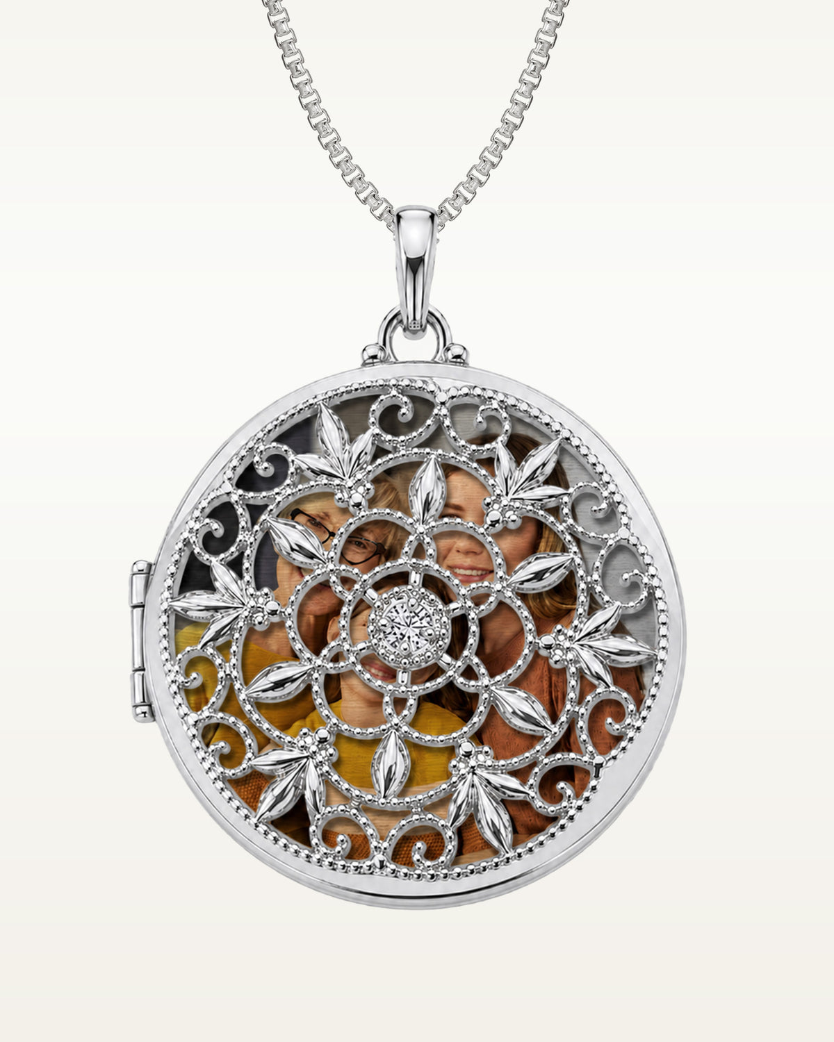 Photo Engraved Ornate Round Swivel Locket