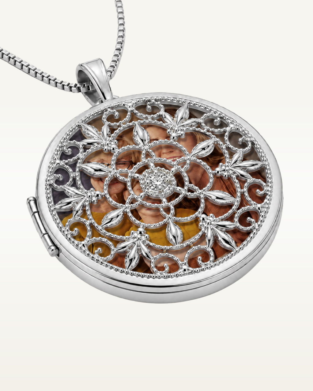 Photo Engraved Ornate Round Swivel Locket