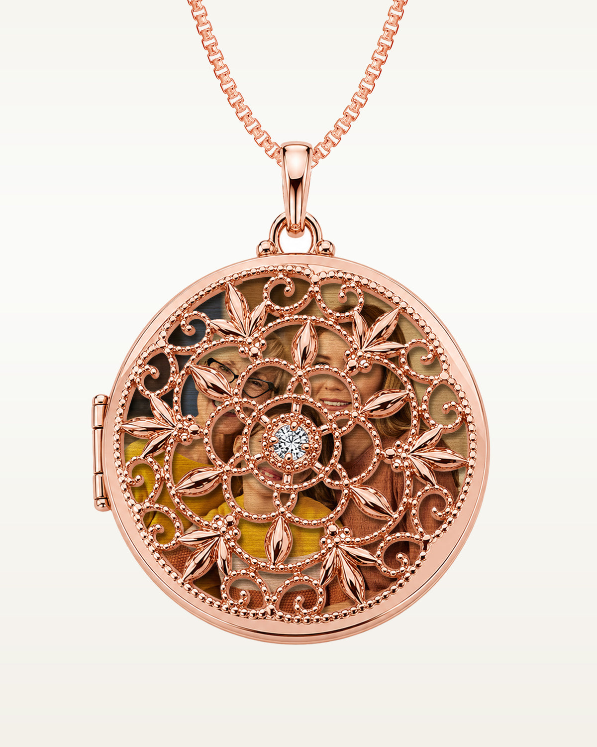 Rose Gold Swivel Round Photo Locket
