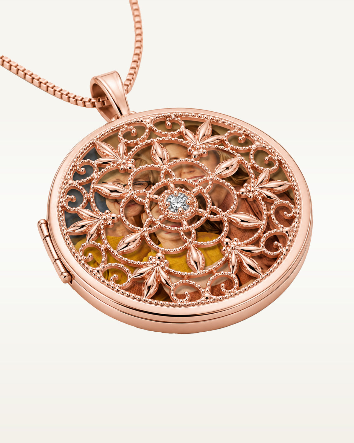Rose Gold Swivel Round Photo Locket