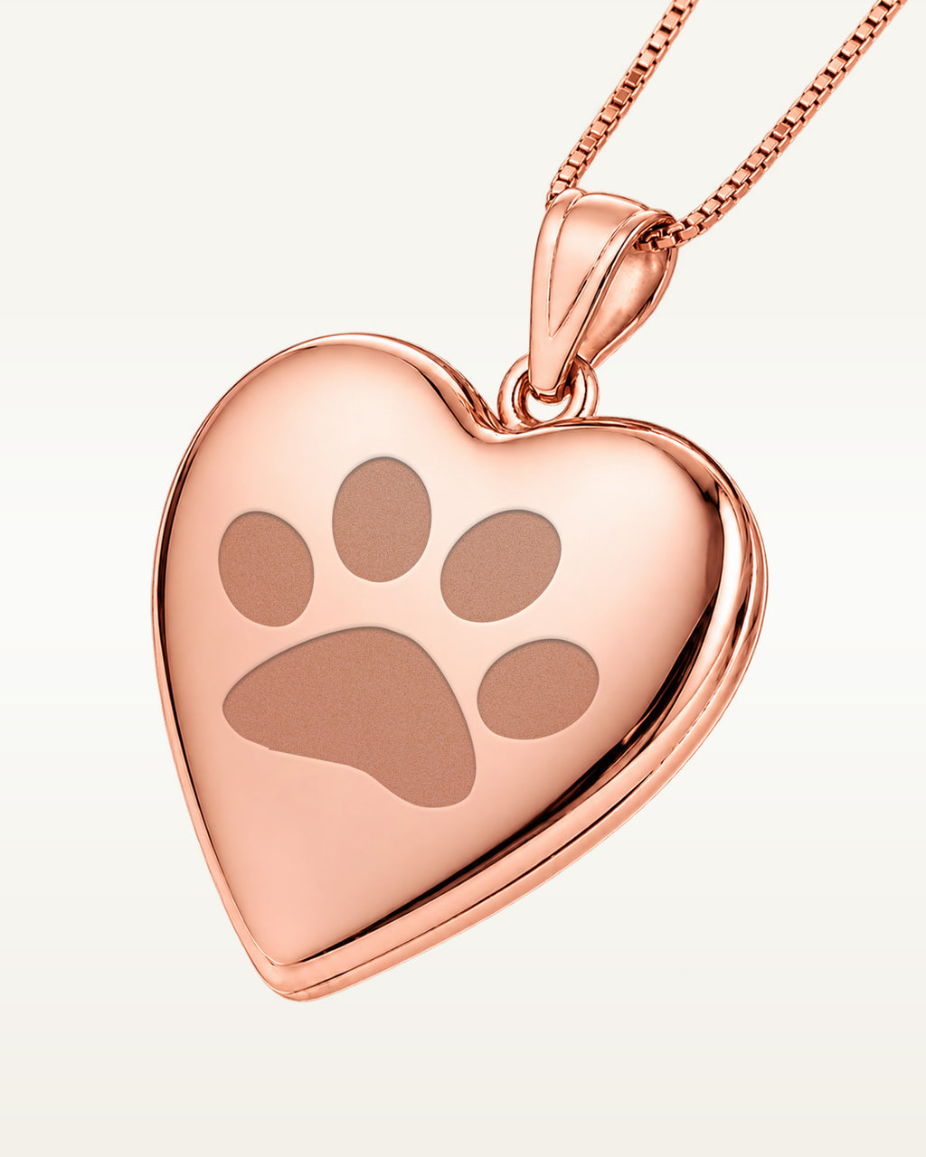 Rose Gold Plated "Dog Paw Print" Heart Photo Locket