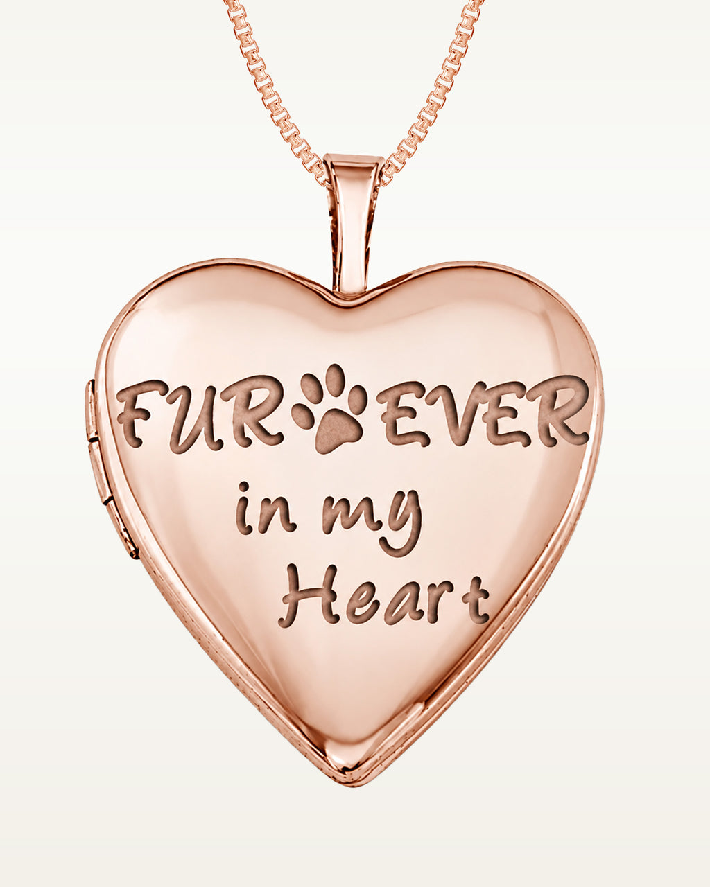 Rose Gold Plated "Furever In My Heart" Heart Photo Locket