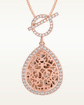 Rose Gold Plated Ornate Teardrop Swivel Locket with Chain Included