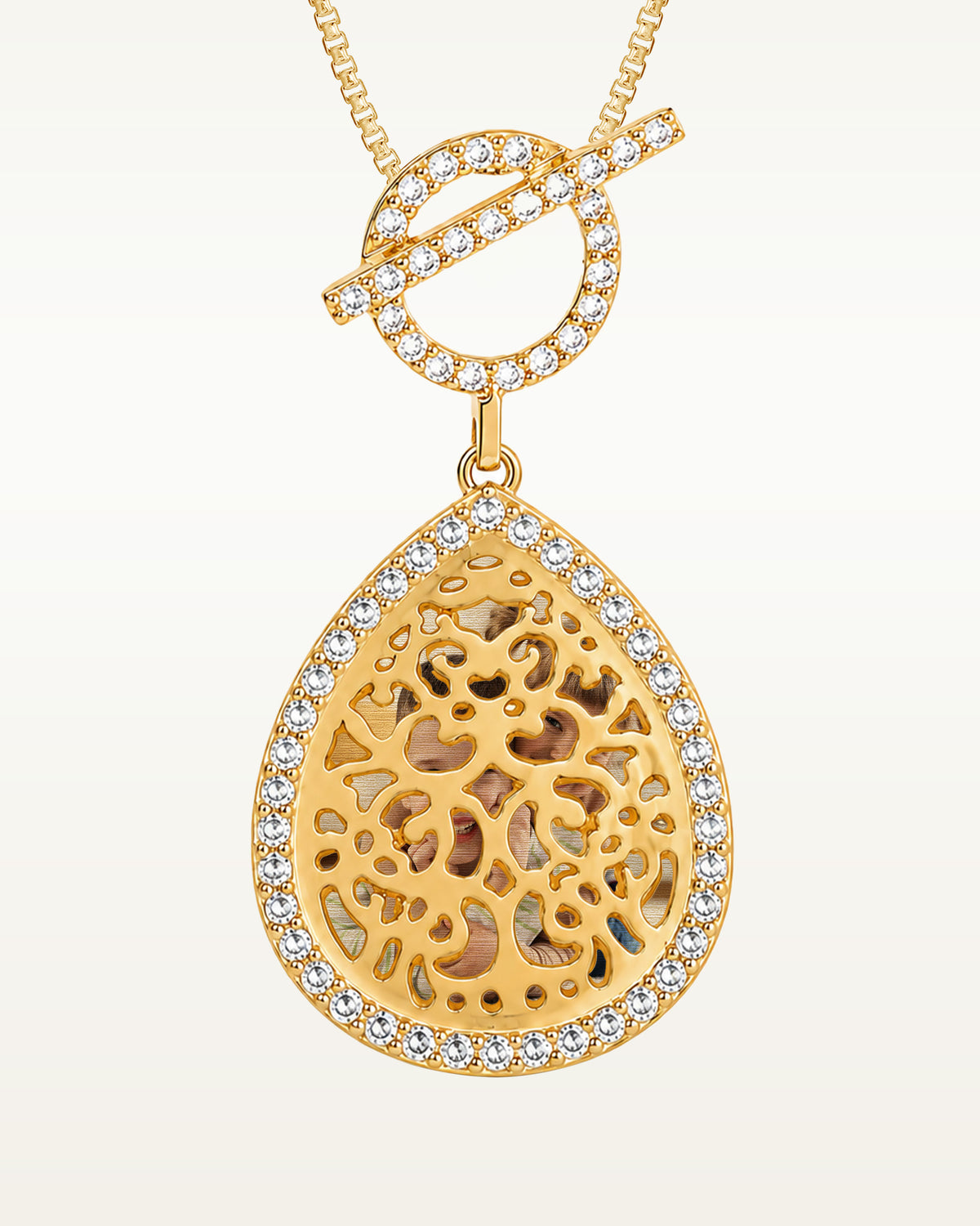 Ornate Teardrop Swivel Locket with Chain Included