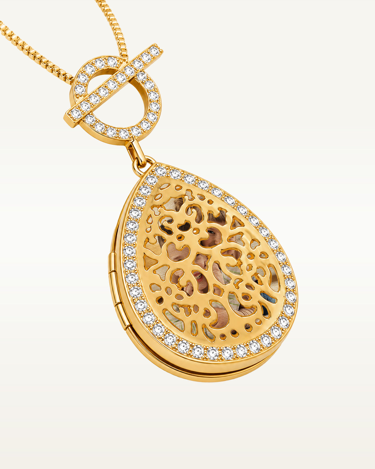 Ornate Teardrop Swivel Locket with Chain Included