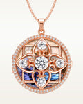 Rose Gold Round Photo Locket with Cubic Zirconias with Chain Included