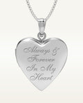 Sterling Silver " Always & Forever In My Heart " Heart Photo Locket
