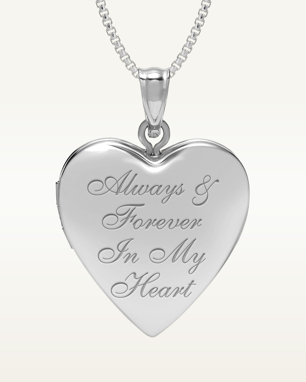 14K White Gold Always & Forever in My Heart Photo Locket