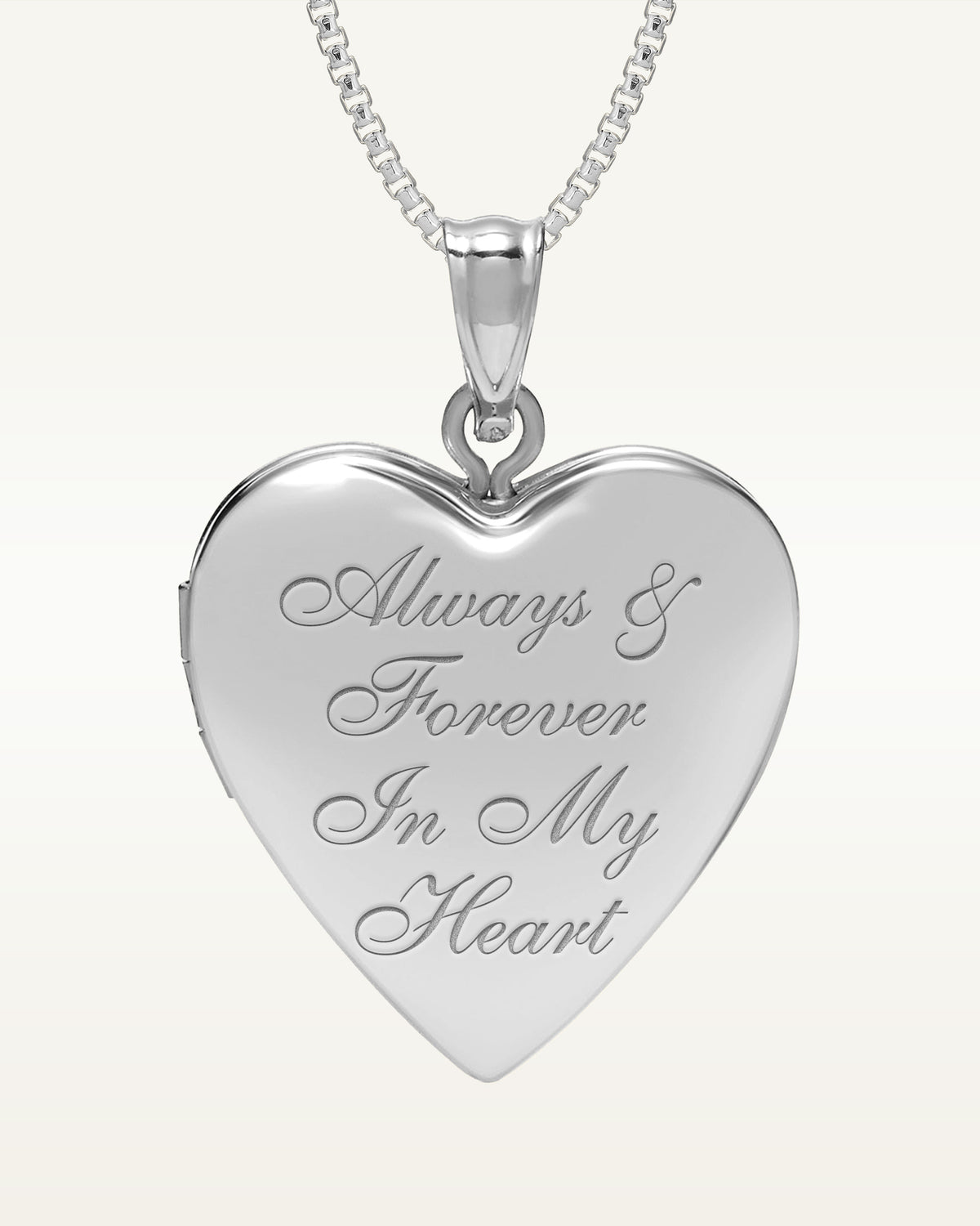 14K White Gold Always & Forever in My Heart Photo Locket