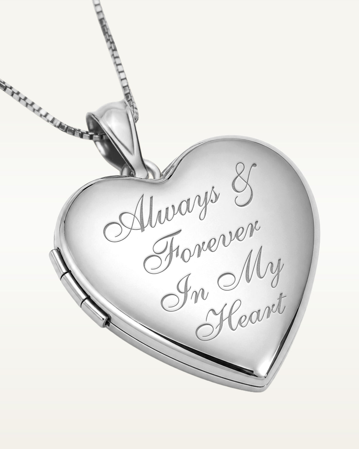 14K White Gold Always & Forever in My Heart Photo Locket