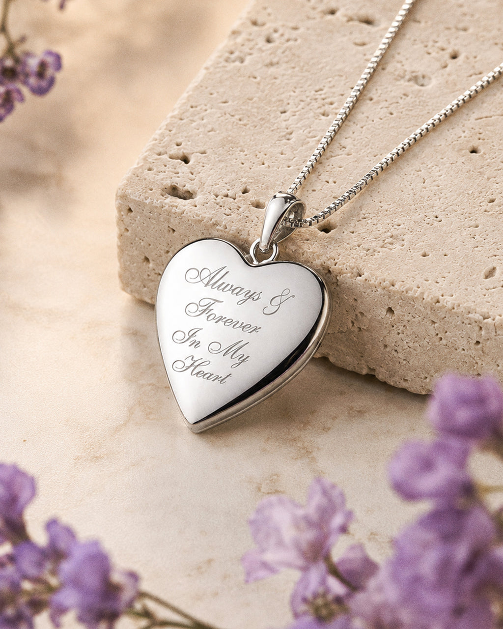 Sterling Silver " Always & Forever In My Heart " Heart Photo Locket - lifestyle