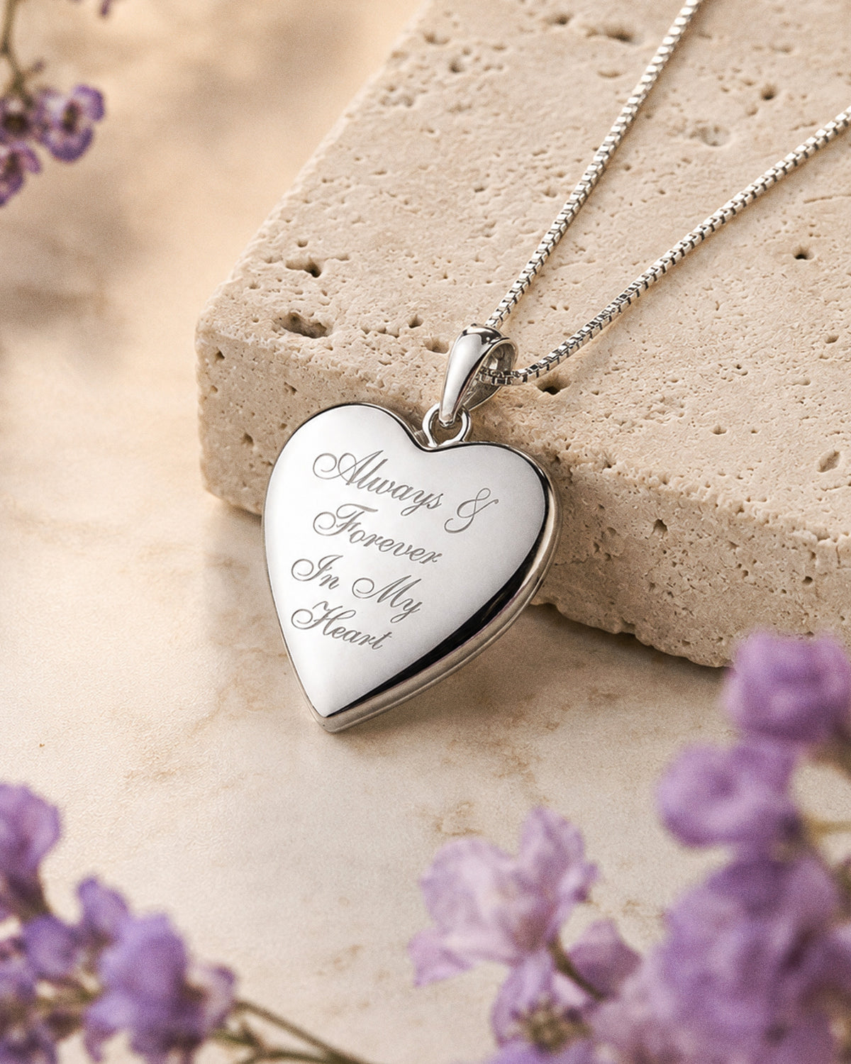 Sterling Silver " Always & Forever In My Heart " Heart Photo Locket - lifestyle