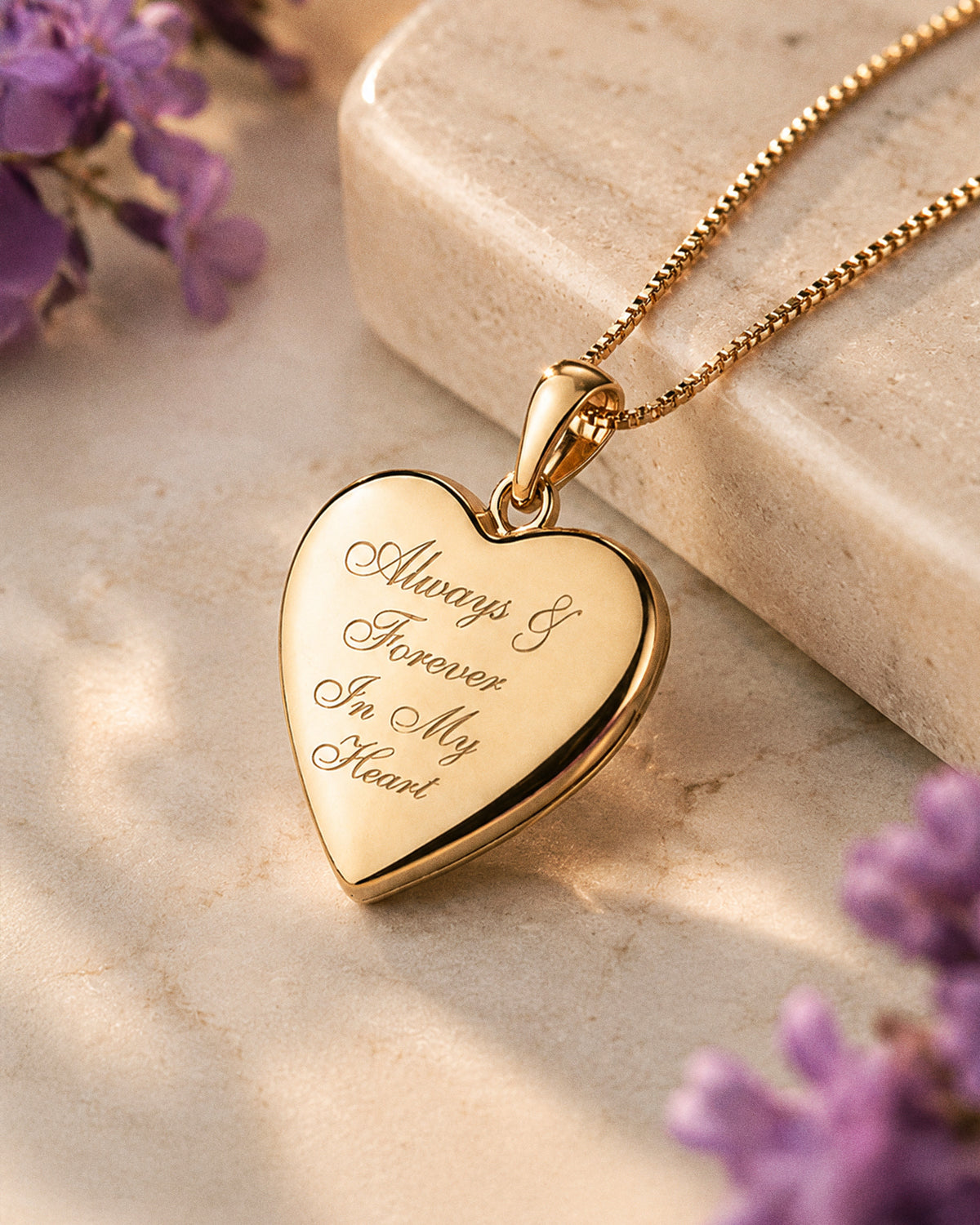 14k Yellow Gold Always & Forever In My Heart Photo Locket - lifestyle