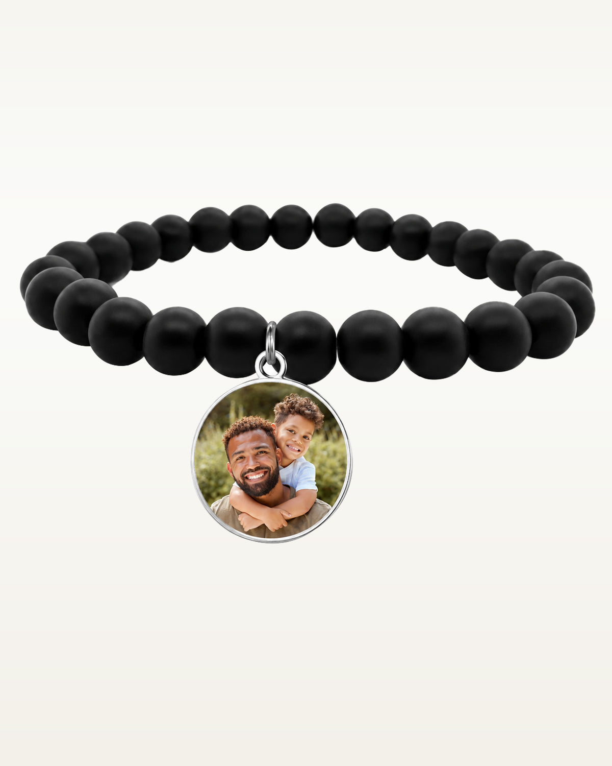 Photo Engraved Beaded Stretch Bracelet