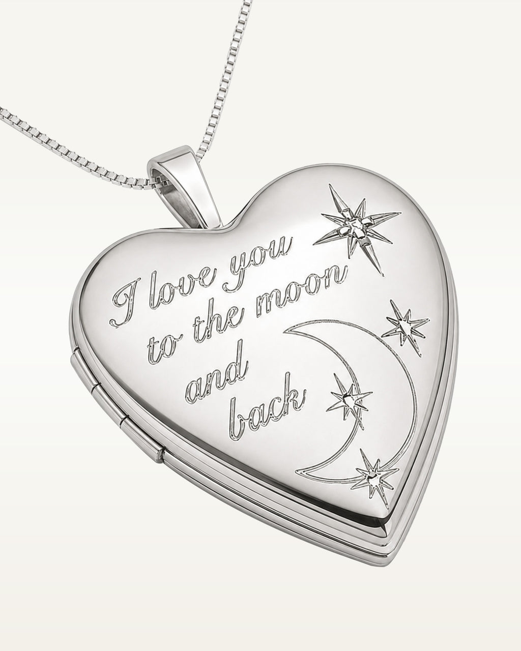 Sterling Silver " To The Moon & Back " Heart Photo Locket