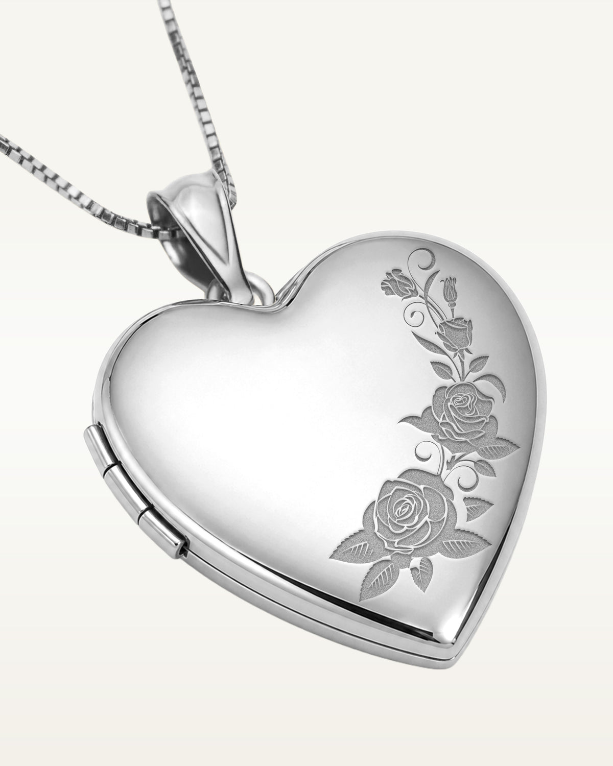 Sterling Silver Roses Heart Photo Locket