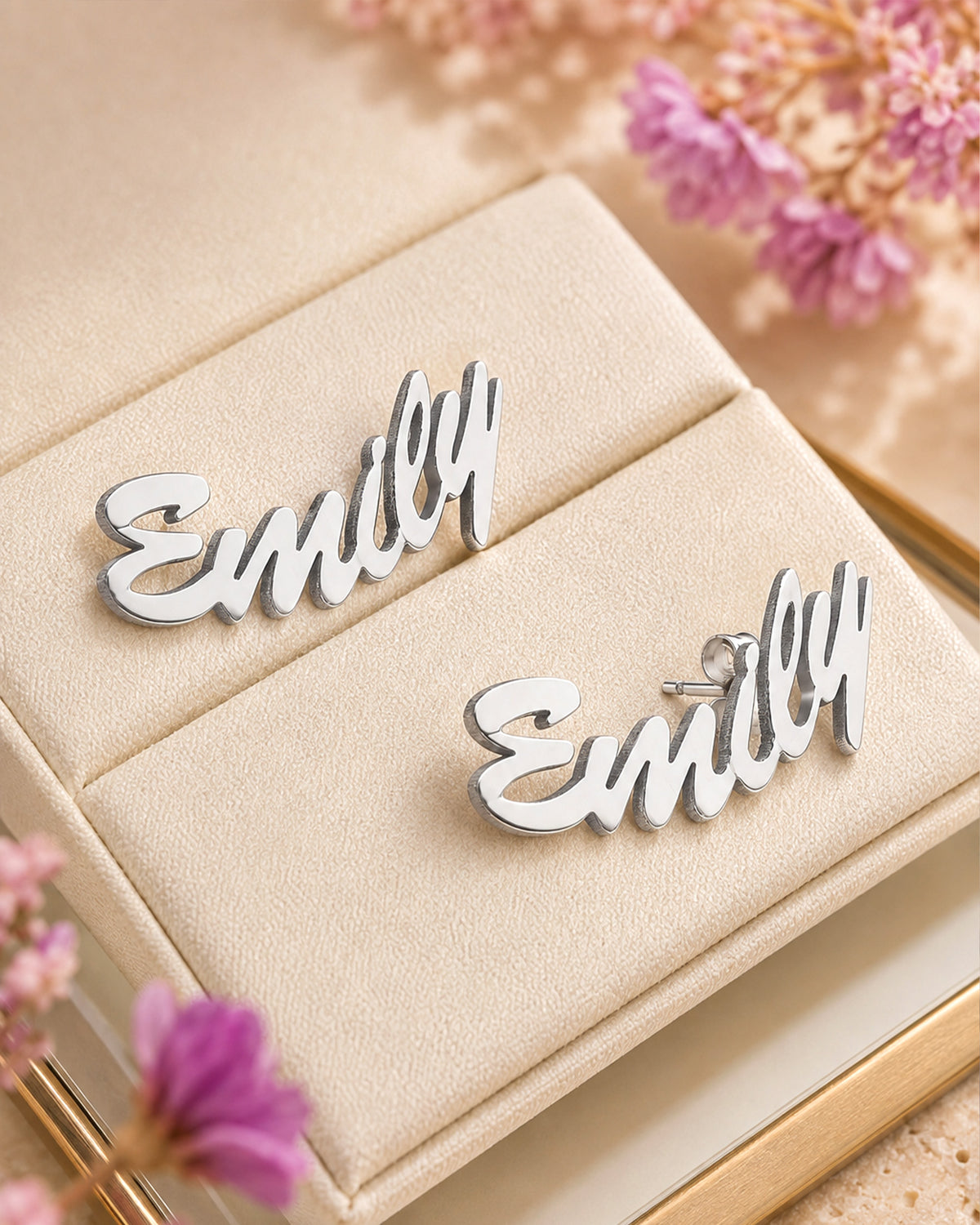 Pair Of Script Name Earrings - lifestyle