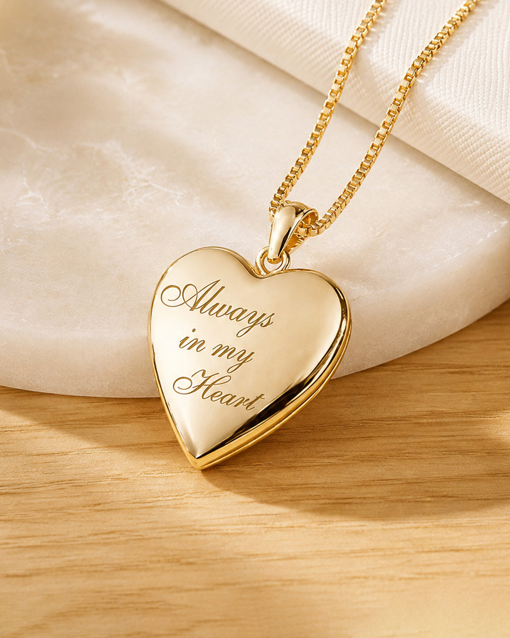 14k Yellow Gold Always In My Heart Photo Locket - lifestyle