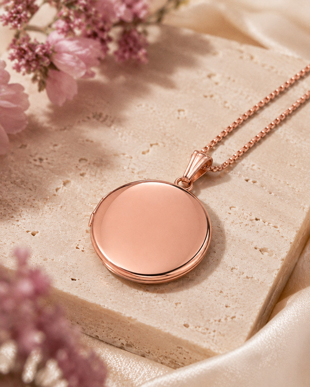 Rose Gold Plated Classic Round Photo Locket - lifestyle