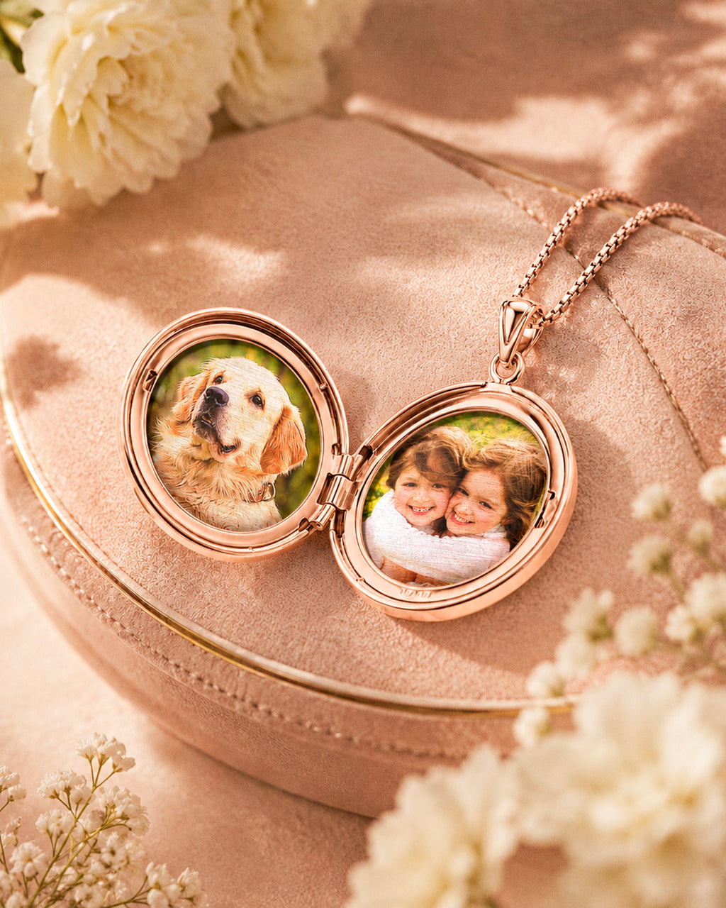 Rose Gold Plated Classic Round Photo Locket - lifestyle