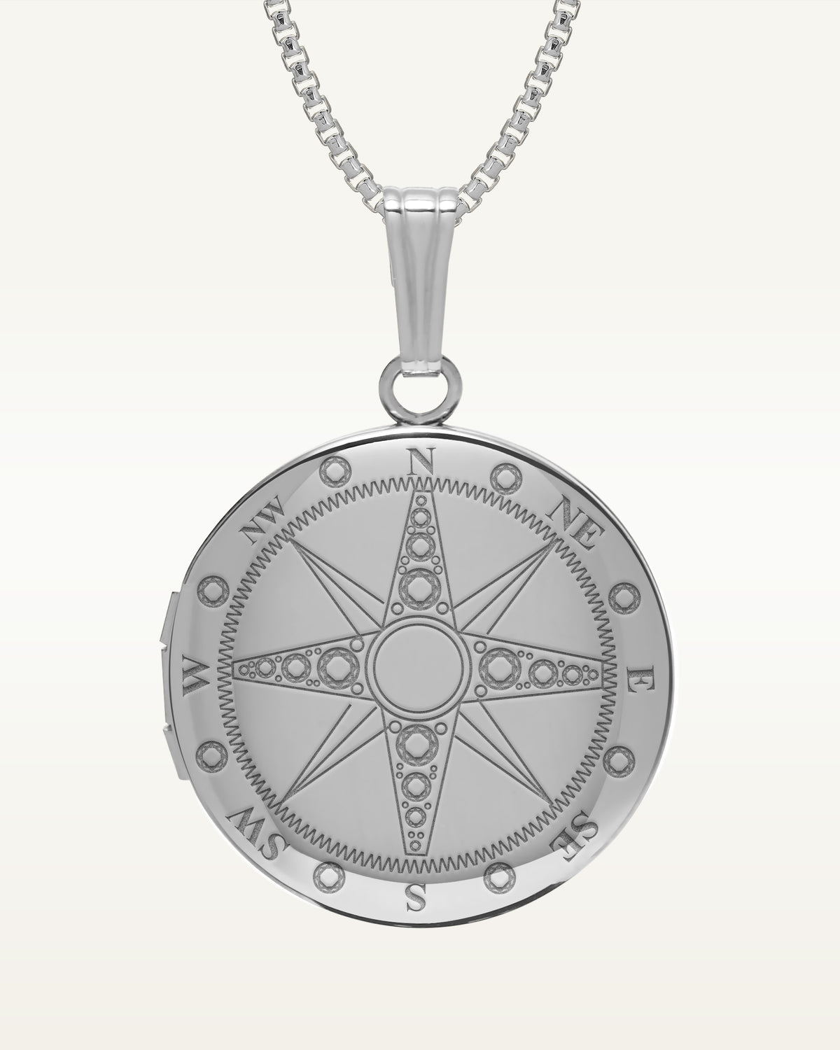 Sterling Silver Nautical Compass Round Photo Locket