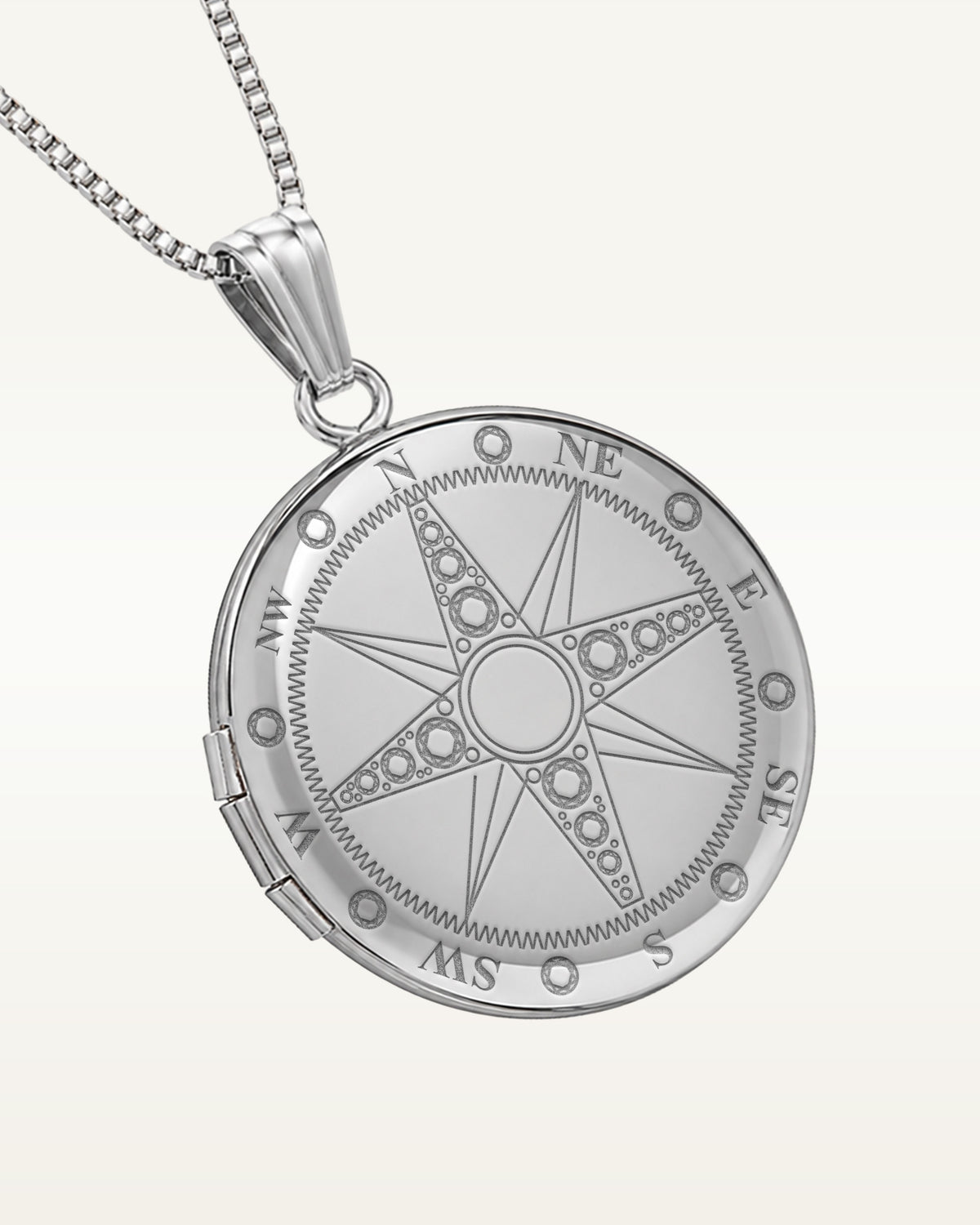 Sterling Silver Nautical Compass Round Photo Locket