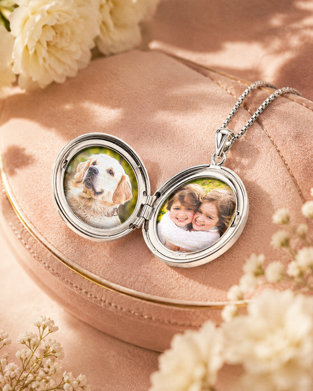 Sterling Silver Nautical Compass Round Photo Locket - lifestyle