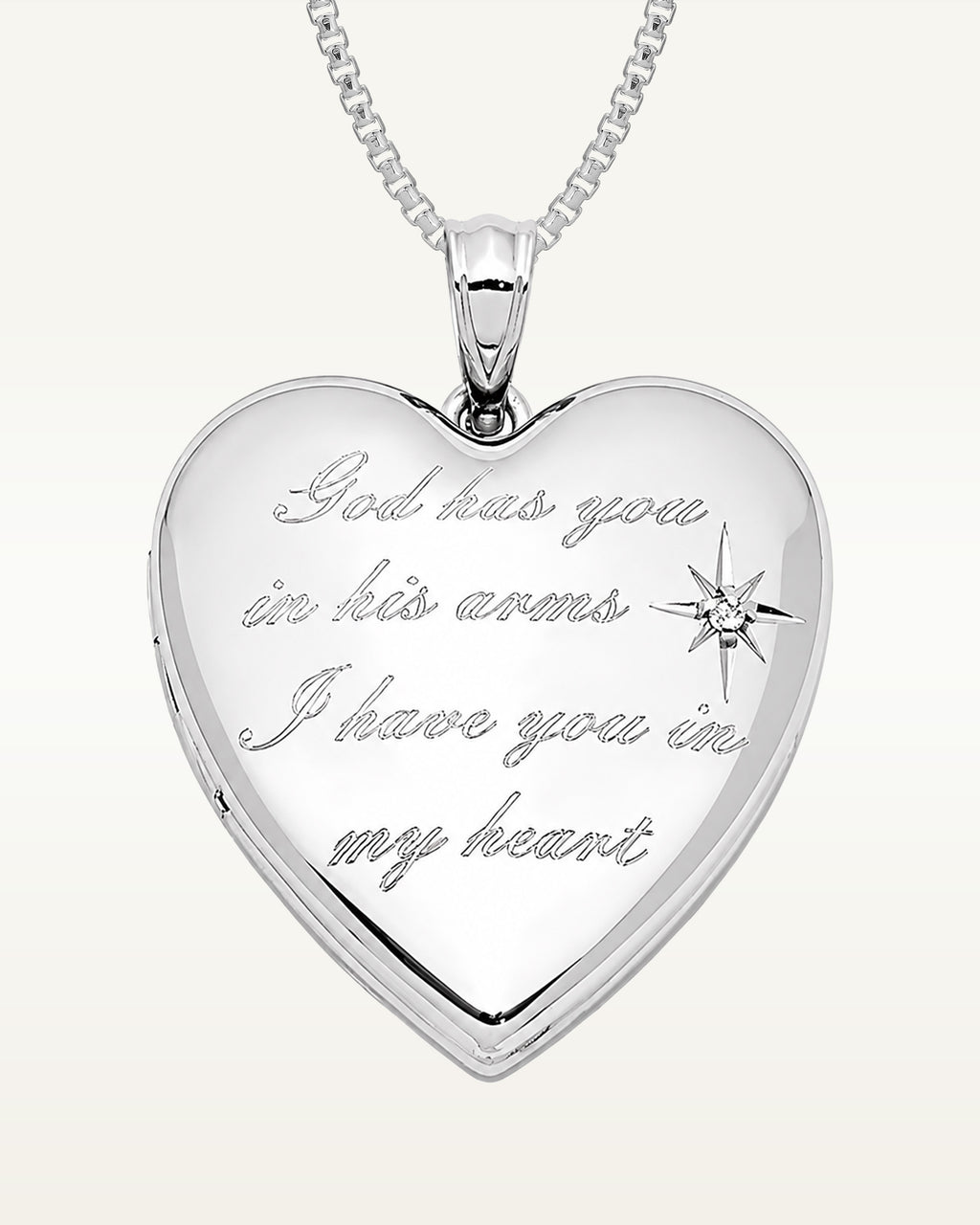 Sterling Silver 'God has you..' Diamond Heart Photo Locket