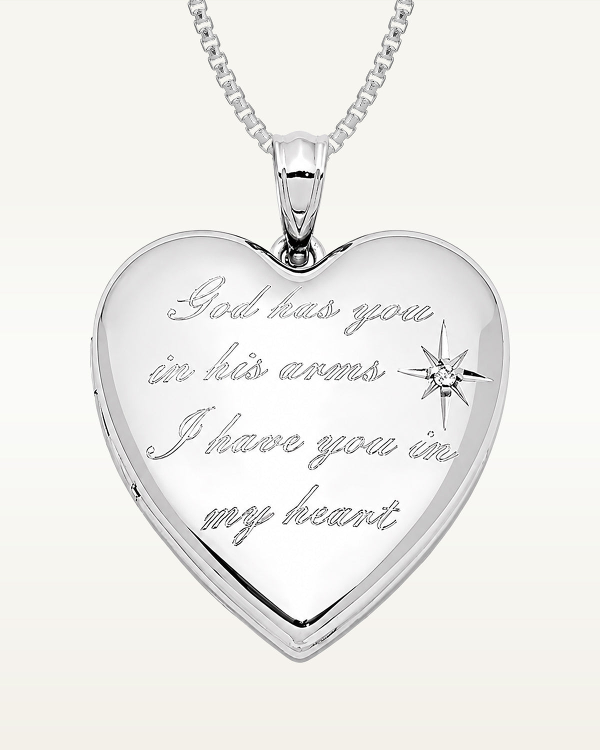 Sterling Silver 'God has you..' Diamond Heart Photo Locket