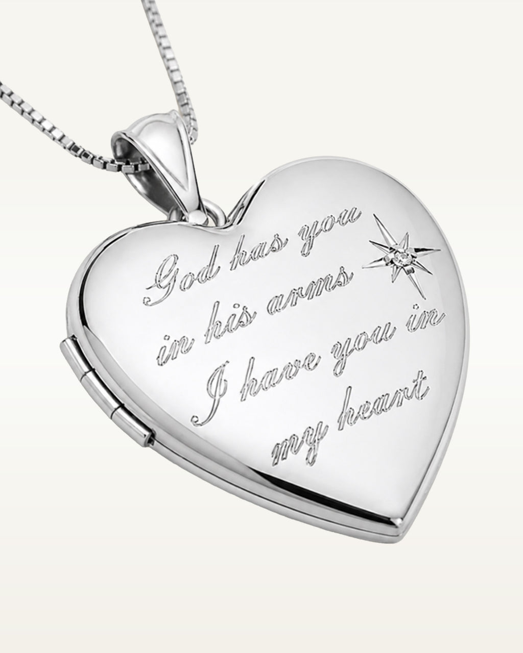 Sterling Silver 'God has you..' Diamond Heart Photo Locket