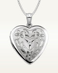 Sterling Silver Floral Heart Photo Locket with Diamond