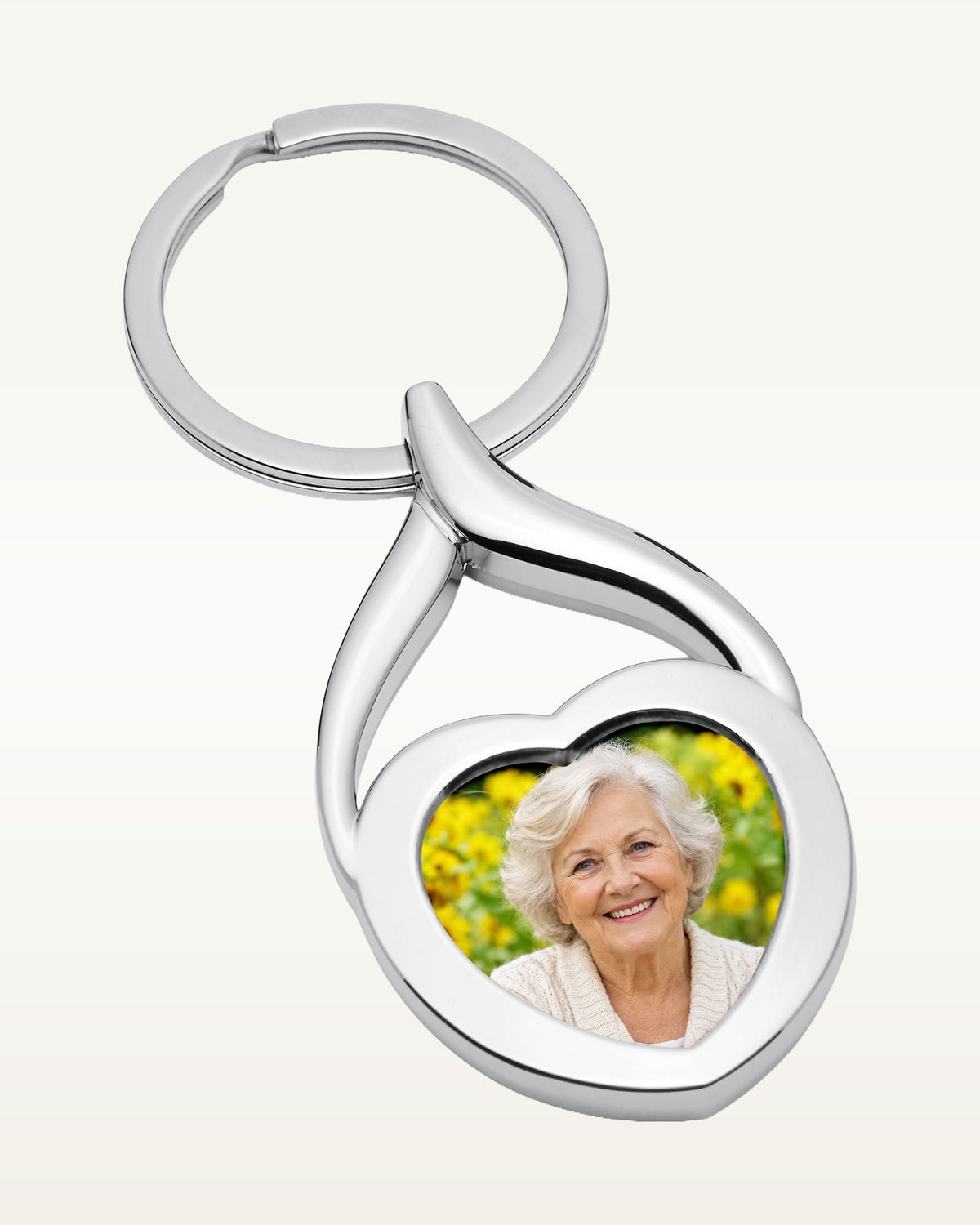 Memorial Stainless Steel Engravable Heart Photo Laser Keychain