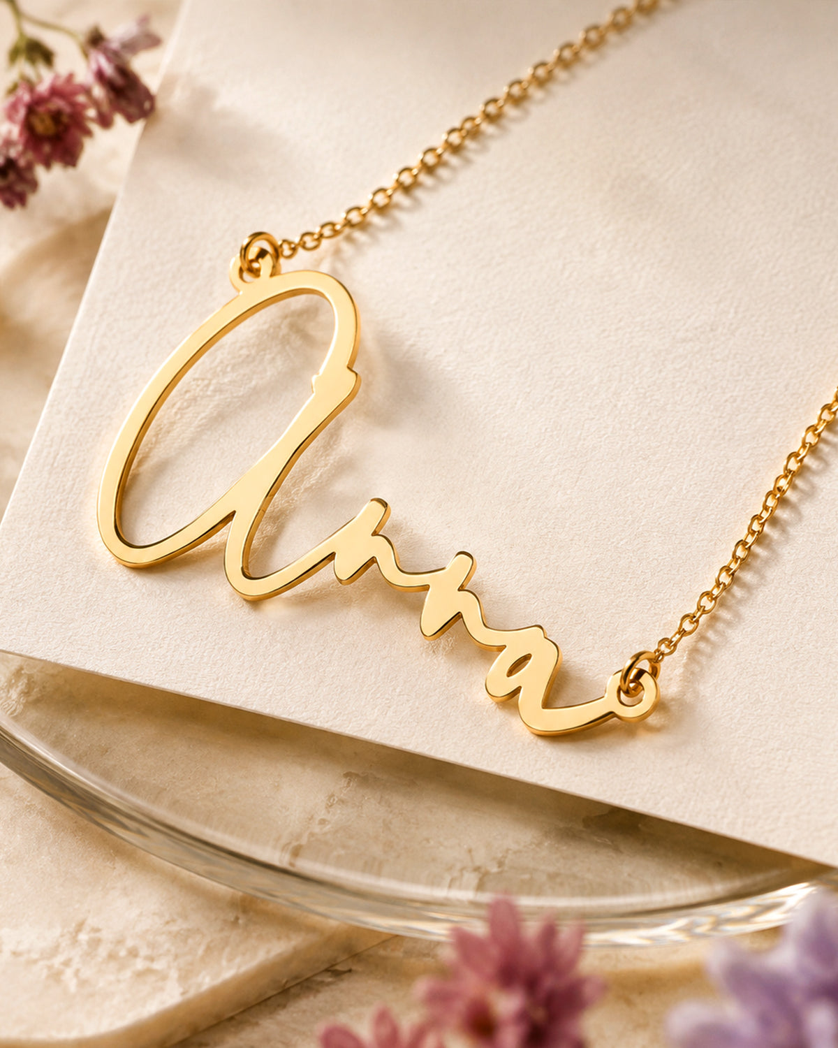 Modern Script Name Necklace with Chain Included - lifestyle