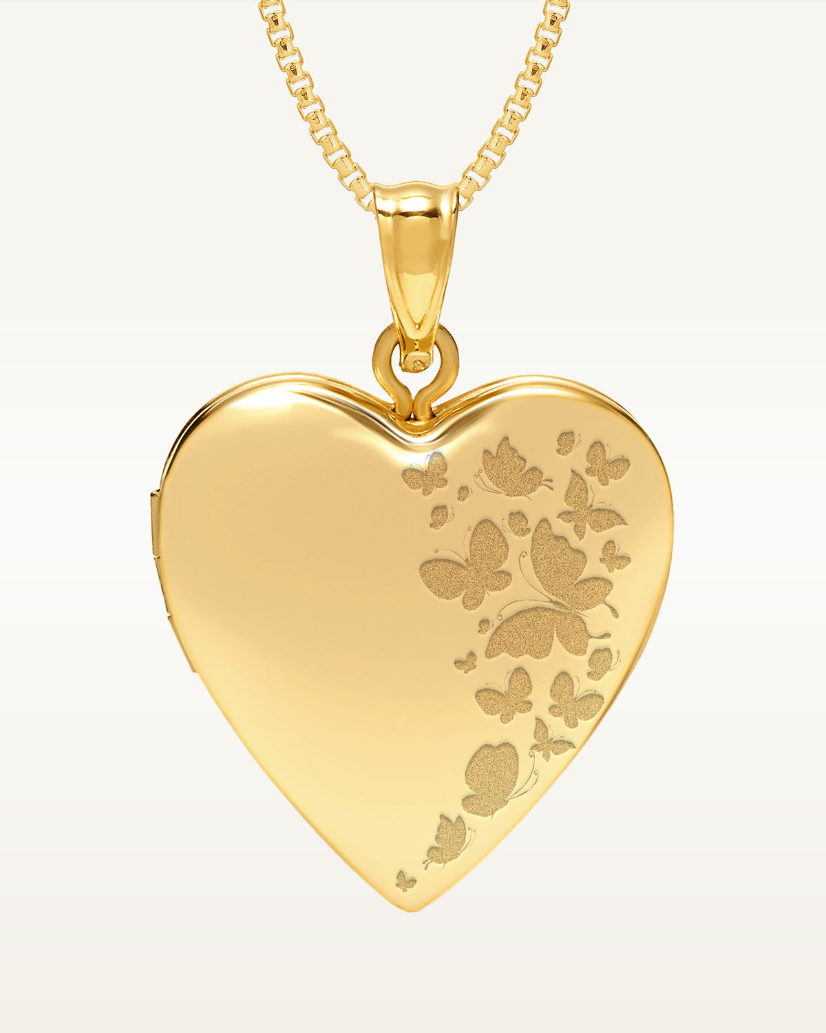 14k Yellow Gold Butterflies Photo Locket