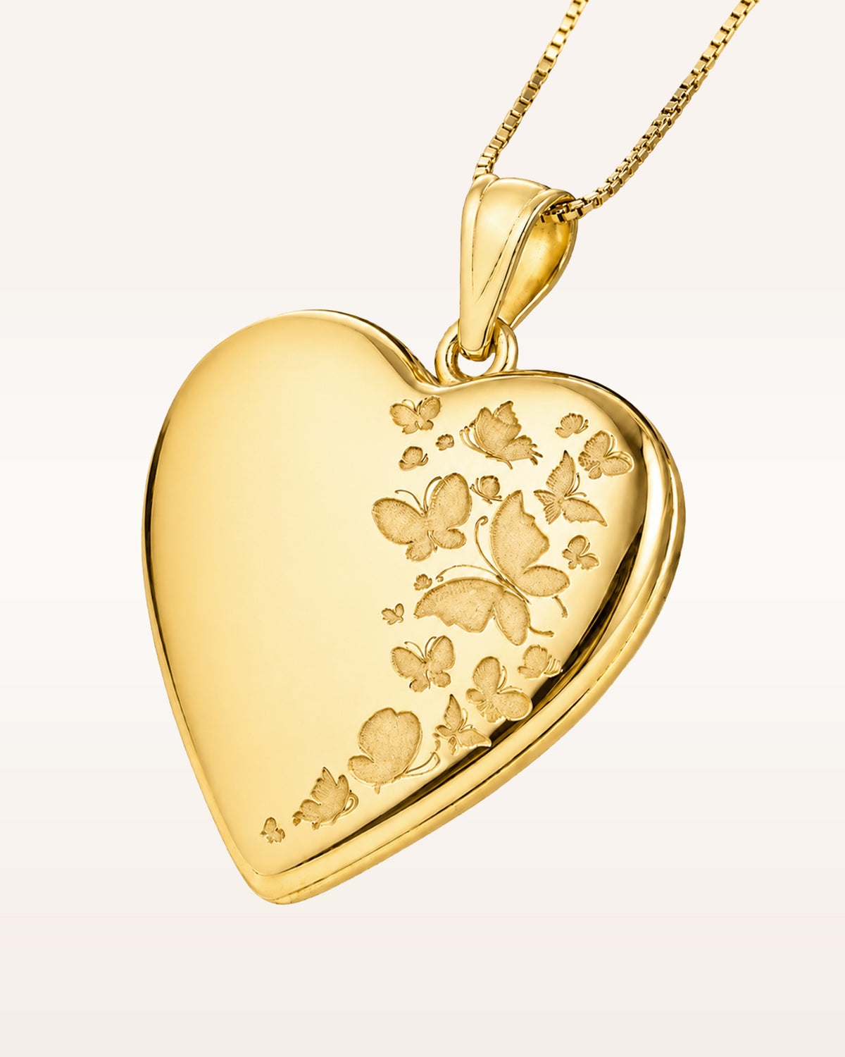 14k Yellow Gold Butterflies Photo Locket
