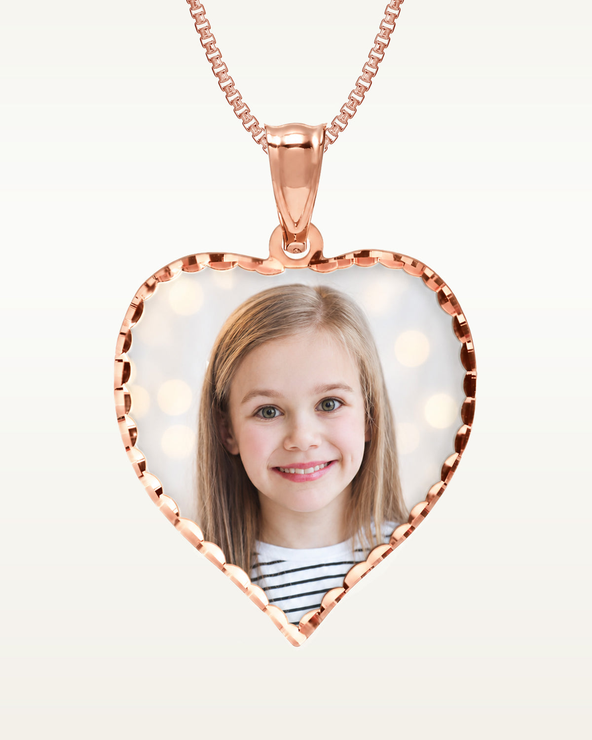Modern Heart Photo Pendant with Diamond Cut Edge