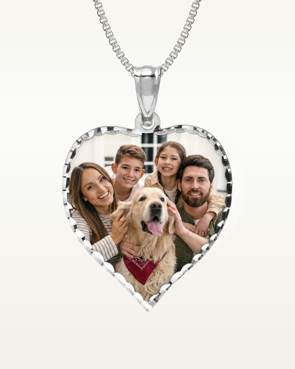 Modern Heart Photo Pendant with Diamond Cut Edge