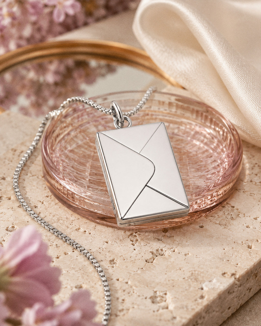 Stainless Steel Envelope Photo Locket - lifestyle