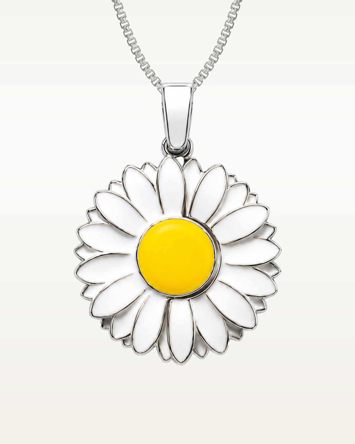 Exclusive Enameled Daisy Photo Necklace & Chain