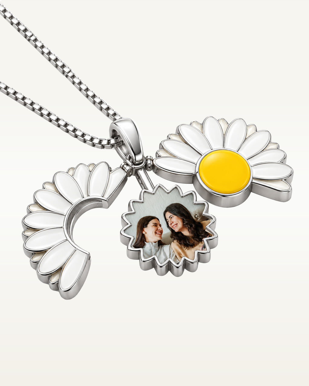 Exclusive Enameled Daisy Photo Necklace & Chain