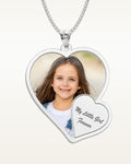 Double Heart Photo Pendant w/ Personalized Front Engraving