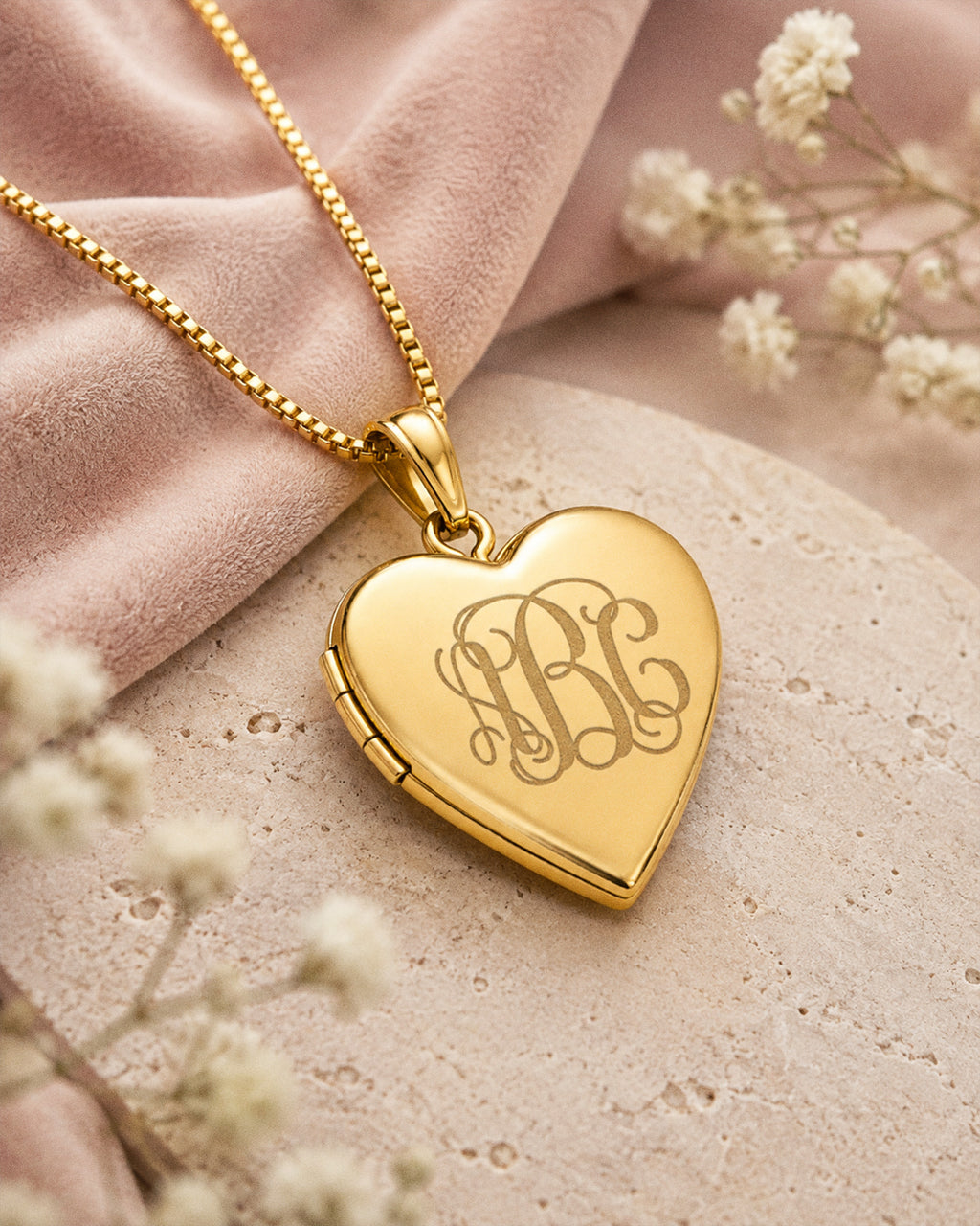 Yellow Gold Monogram Initial Heart Photo Locket - lifestyle