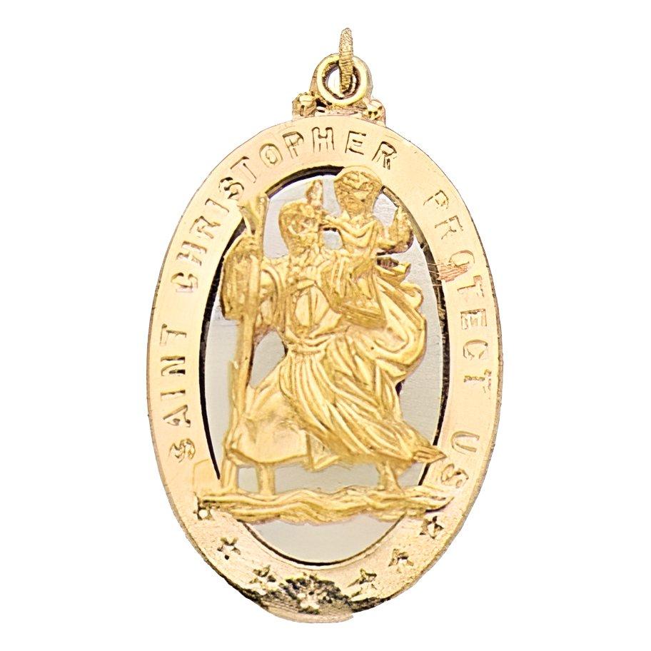 Saint Christopher Cut-Out Oval Religious Medal