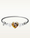 Stainless Steel Photo Engraved Heart Shaped Bangle Bracelet with Initials