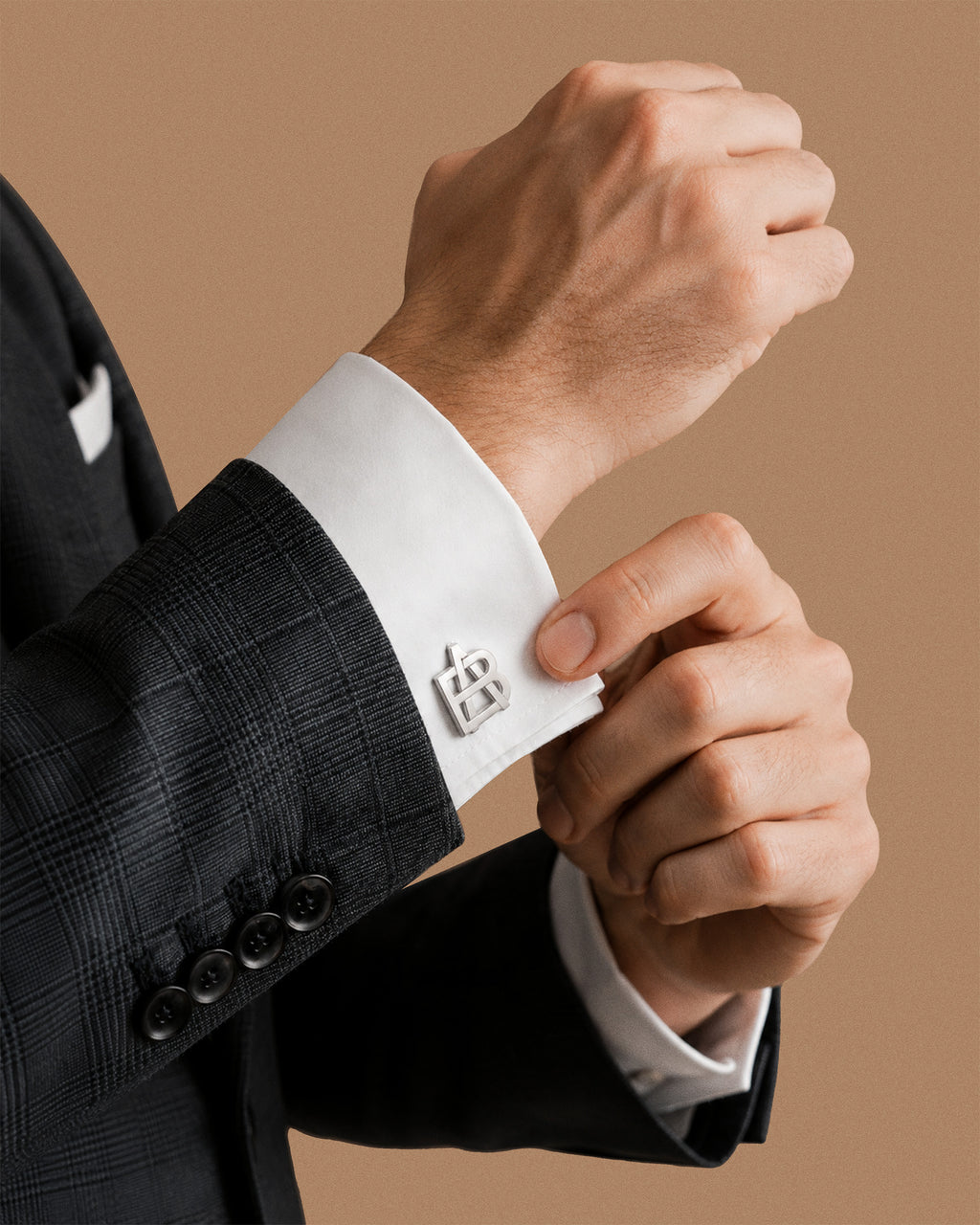Exclusive Monogram Overlapping Initial Cufflinks - on model