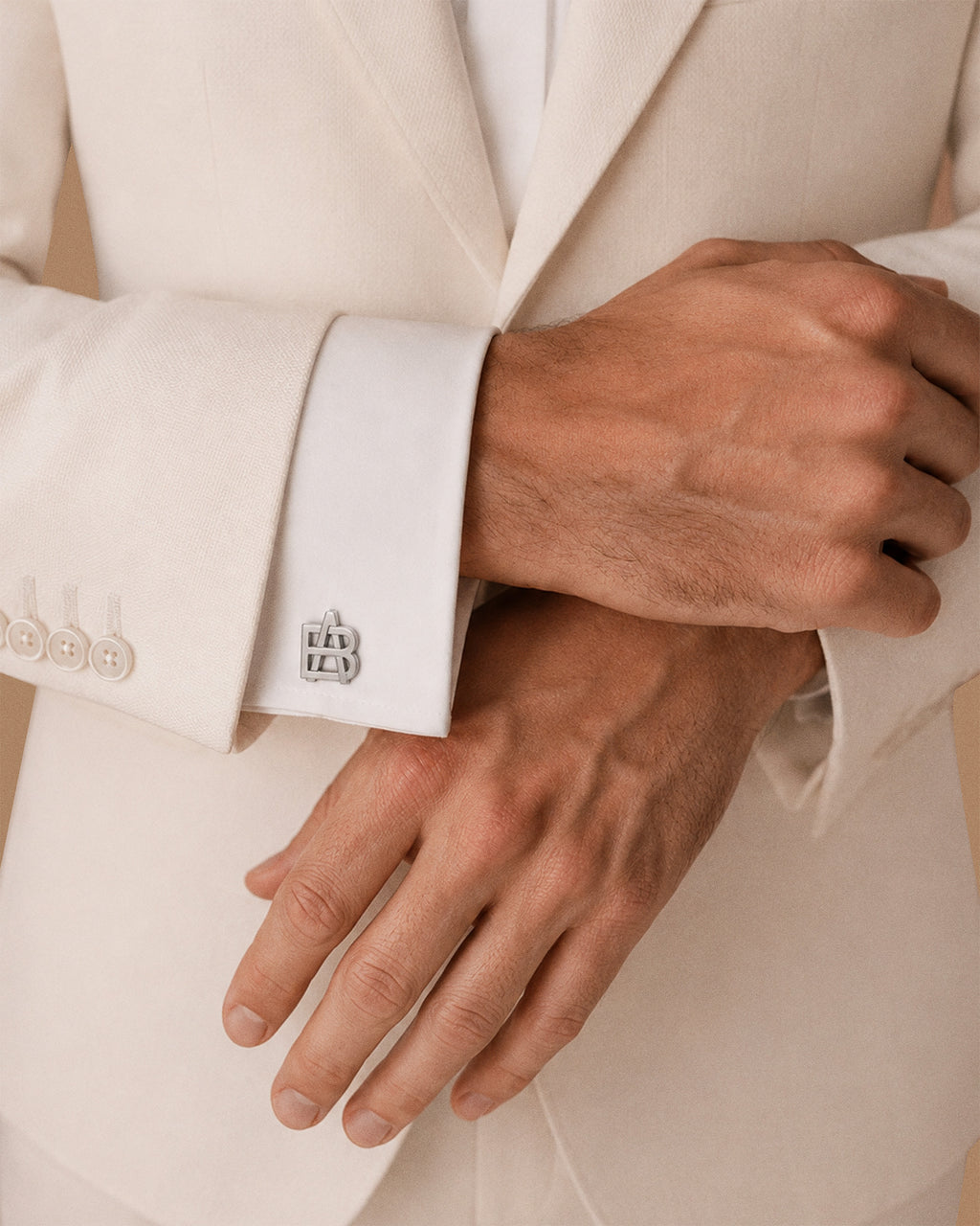 Exclusive Monogram Overlapping Initial Cufflinks - on model