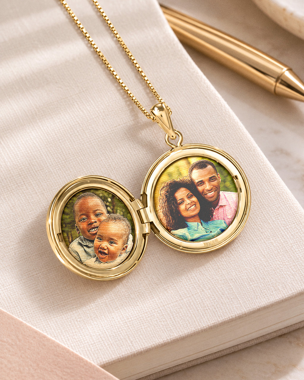 14K Gold Filled Round Photo Locket - lifestyle